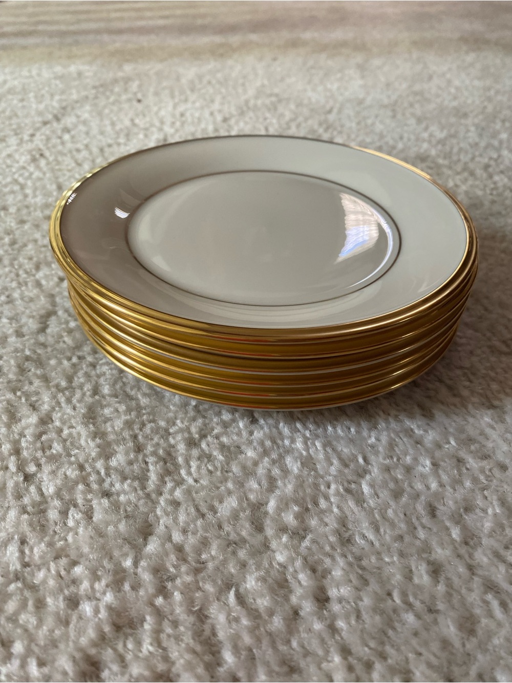 Lenox Eternal set of 6 Butter Plates Cream with Gold Rim. NWT - Picture 4 of 7